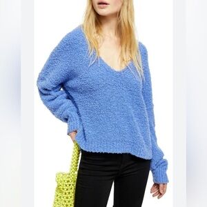 FREE PEOPLE Finder Keepers boho blue soft oversized cottagecore woman Sweater XS